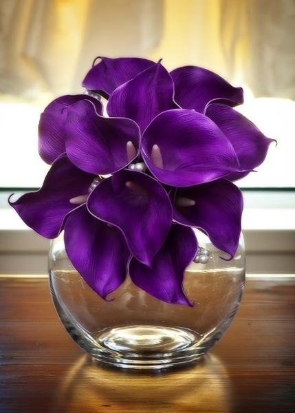 Purple Real Touch Calla Lily Bouquet