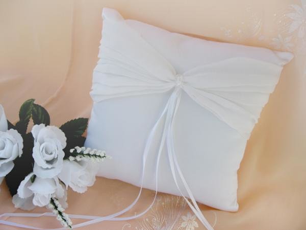 Crystal Accented White Wedding Ring Pillow