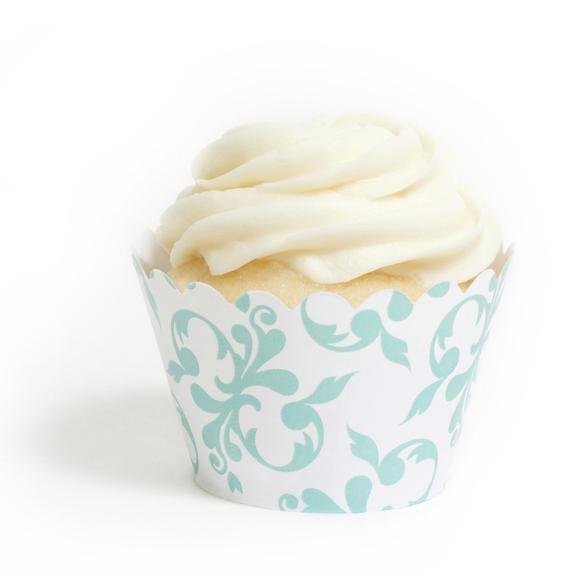 Tiffany Blue Filigree Cupcake Wrappers Pack of 12