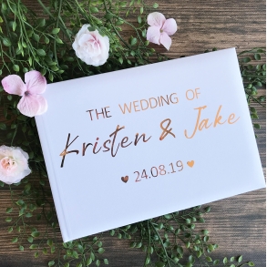 Details about   WOODEN GUEST BOOK WITH ROSE GOLD SCRIPT Beautiful Botanics Wedding/Party Range 
