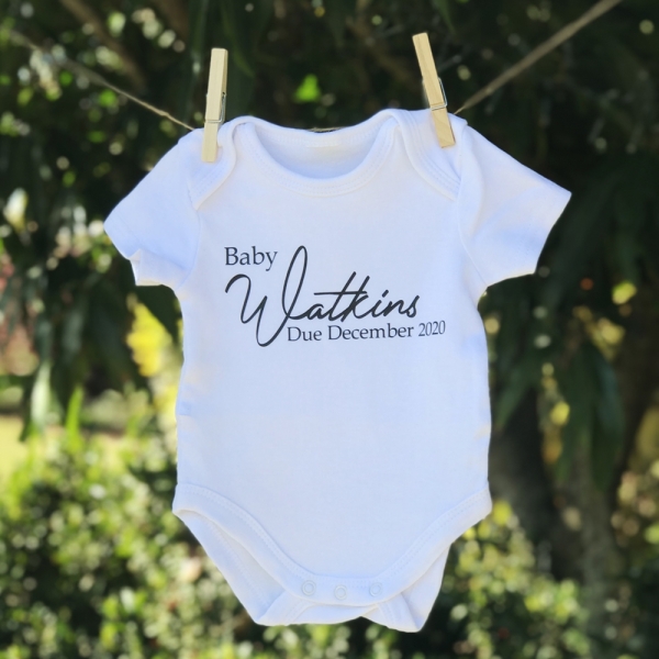 Personalised Baby Pregnancy Announcement Onesie Design 2