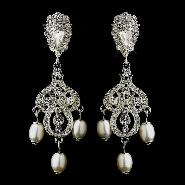 Antique Silver Chandelier Pearl Earrings | Wedding Jewellery | Bridal ...
