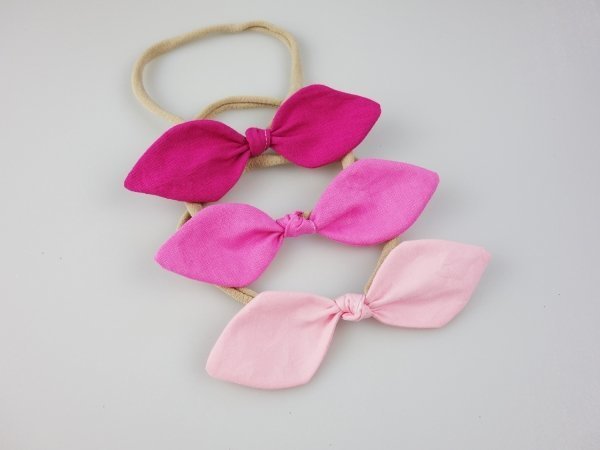 Pink Trio Baby Bow Fabric Headbands