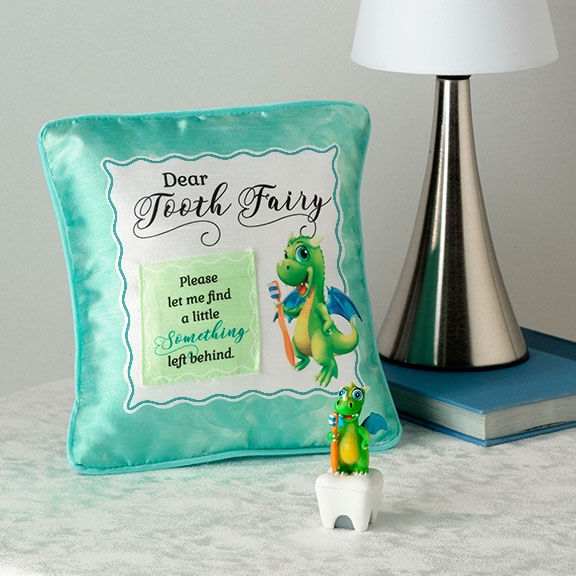 Blue Dragon Satin Tooth Fairy Pillow