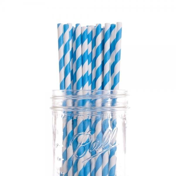 Blue Stripe Paper Straws - Pack of 25