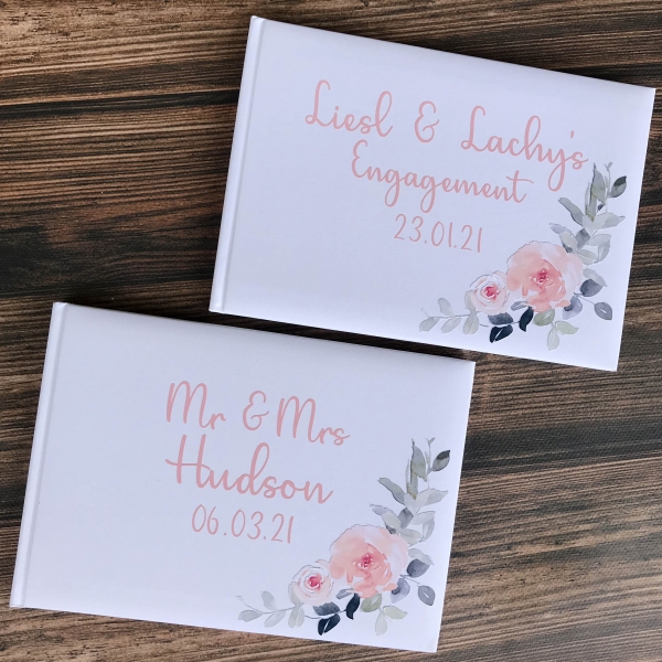 Personalised Blush Pink Floral Wedding Guest Book