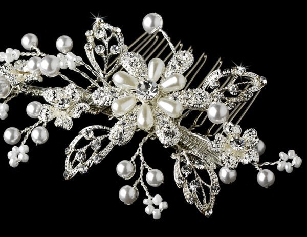 Couture Floral Crystal & Pearl Bridal Comb