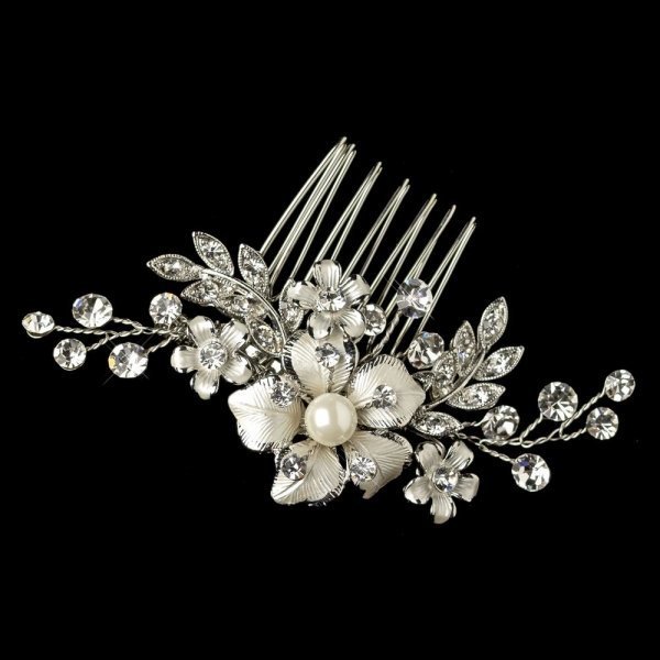 Delicate Silver Plated Petite Flower Bridal Comb