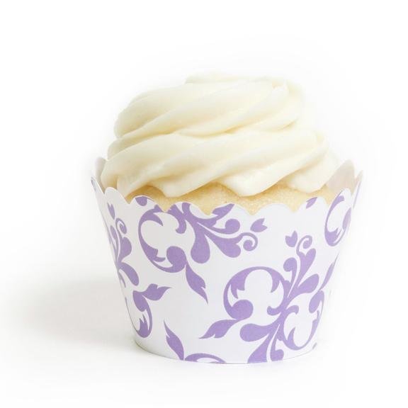Lavender Filigree Cupcake Wrappers - Pack of 12