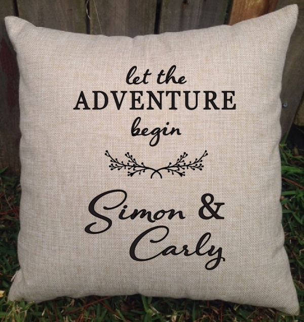 Let The Adventure Begin Couples Personalised Wedding Cushion - Gift