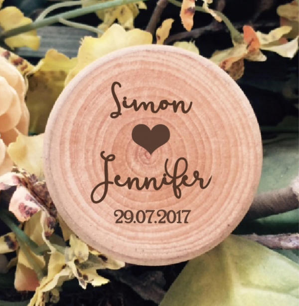 Love Heart Personalised Wooden Wedding Ring Box