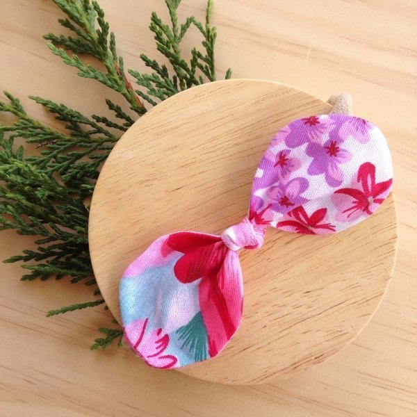 Marley Bright Floral Top Knot Bow Headband