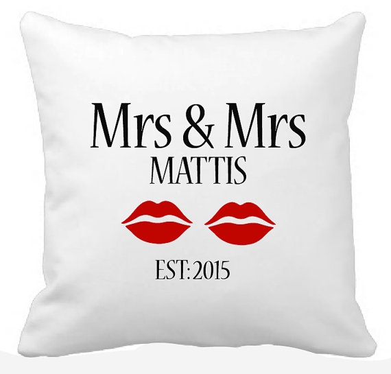 Mrs & Mrs Same Sex Couple Wedding Pillow