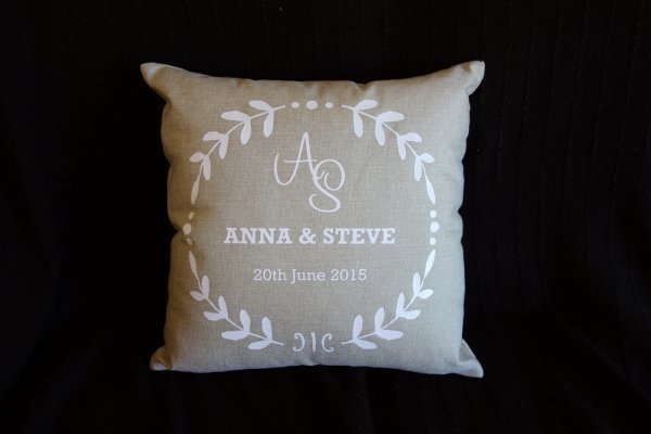 Personalised Rustic Design Wedding Cushion