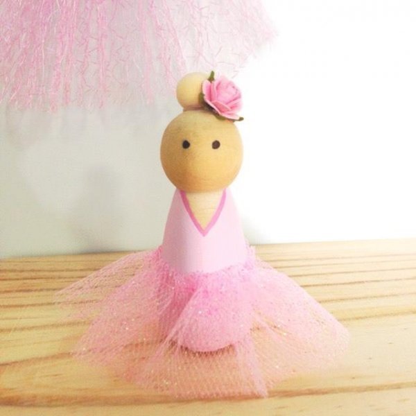 Pastel Pink Ballerina Peg Doll Kids Decor