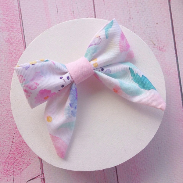 Peach Floral Watercolour Baby Bow Hair Clip or Headband