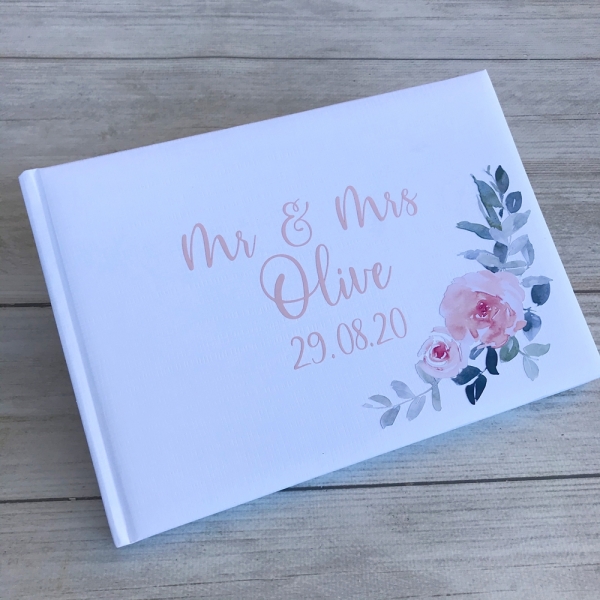 Personalised Blush Pink Floral Wedding Guest Book