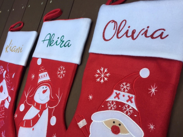 Personalised Christmas Stockings With Glitter Names