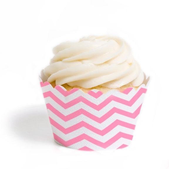 Pink Chevron Cupcake Wrappers - Pack of 12