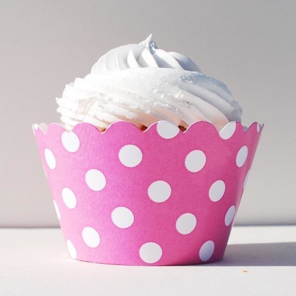 Pink Polka Dots Cupcake Wrappers - Pack of 12