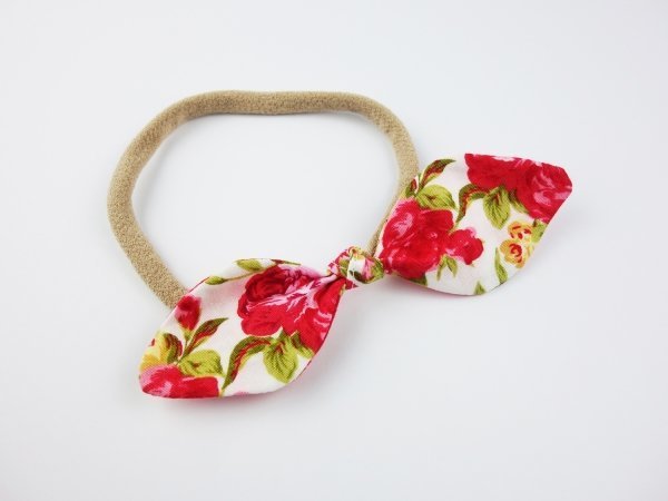 Red Rose Baby Bow Top Knot Headband