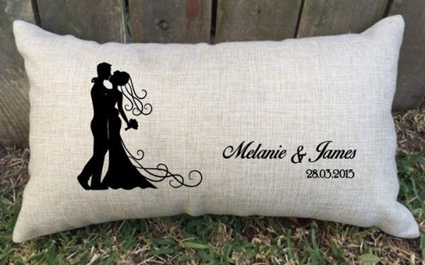 Personalised Silhouette Bride & Groom Wedding Cushion