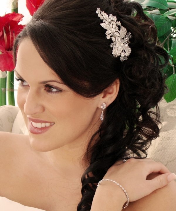 Silver Abstract Floral Bridal Comb