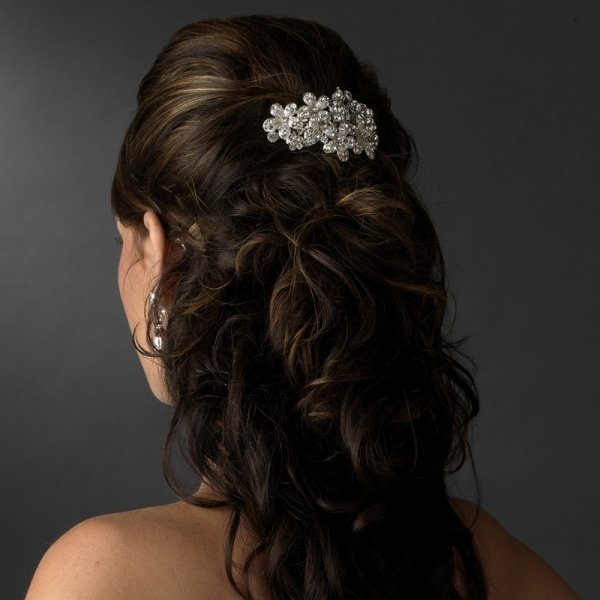 Silver Flower Wedding Hair Barrette Clip