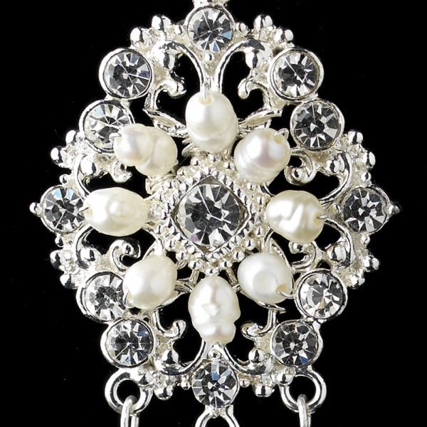 Silver Ivory Freshwater Pearl Chandelier Bridal Earrings
