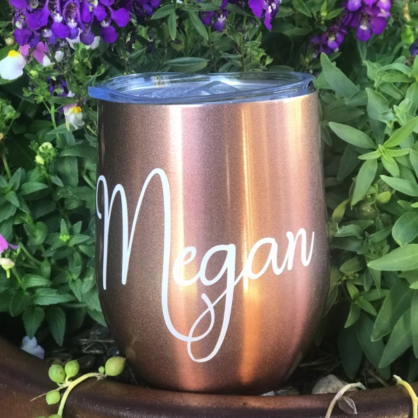 Rose Gold Personalised Insulated Wine Tumbler Cup 12oz