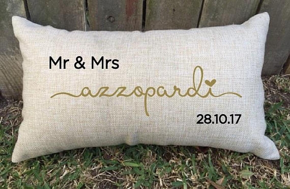 Sweet Scripted Font Newlywed Personalised Cushion