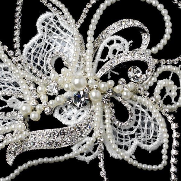 Unique Swirling Ivory Pearl & Rhinestone Bridal Clip