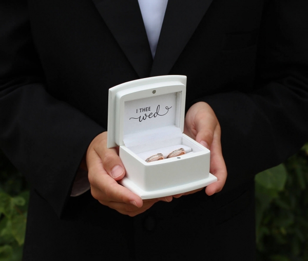 With These Rings I Thee Wed White Wooden Ring Box