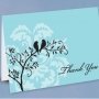 Aqua Perched Birds Thank You Cards - Pack of 50
