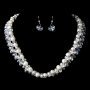 Silver Aurora Borealis & Ivory Pearl Necklace Set