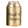 Metallic Black & Gold Maid Of Honor Stubby Cooler