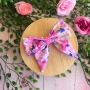 Bright Pink & Blue Floral Girls Hair Bow Clip or Headband