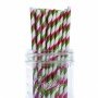 Red & Green Striped Christmas Paper Straws - Pack of 25