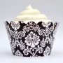 Classic Black Damask Cupcake Wrappers - Pack of 12
