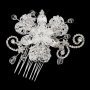 Clear Rhinestone Accented Floral Wedding Comb