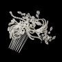 Fanciful Silver Swirling Floral Bridal Comb