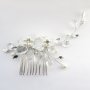 Floral Silver And Ivory Pearl Hair Comb