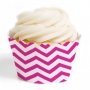 Fuchsia Chevron Cupcake Wrappers - Pack of 12