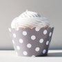 Grey Polka Dot Cupcake Wrappers
