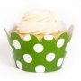 Green Polka Dot Mini Cupcake Wrappers - Pack of 18