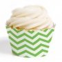 Lime Green Chevron Cupcake Wrappers - Pack of 12