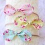 Trio of Pastel Floral Top Knot Bow Baby Headbands