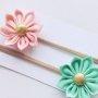 Peach & Mint Green Flower Blossom Stretchy Headbands