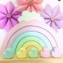 Set of 5 Pastel Rainbow Molded Hearts Kids Decor