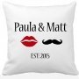 Mr & Mrs Lips & Moustache Personalised Pillow